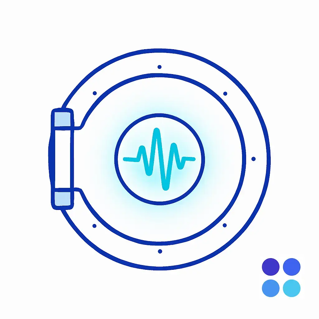 A secure vault door with an audio waveform in the center symbolizes locked-down voicemail data.