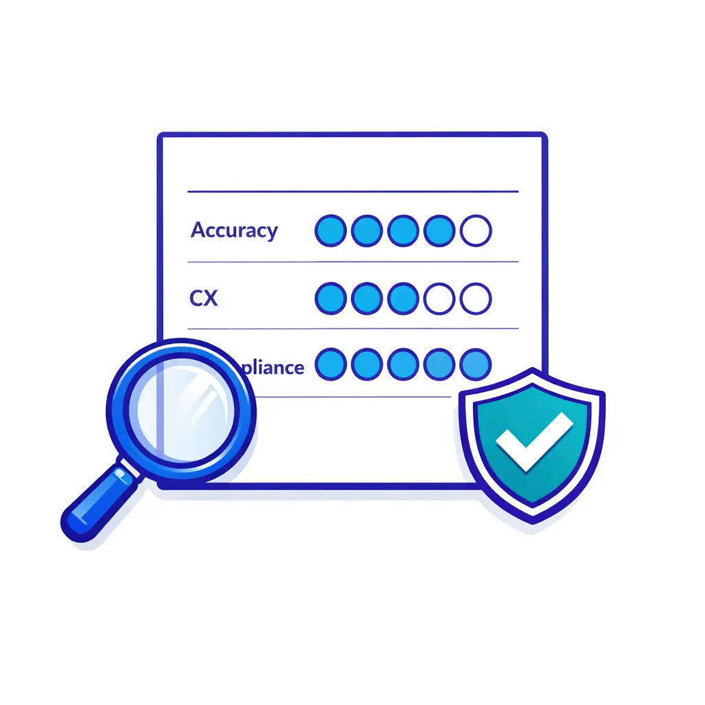 A scorecard with a magnifier and shield shows measurable quality checks during overnight coverage.