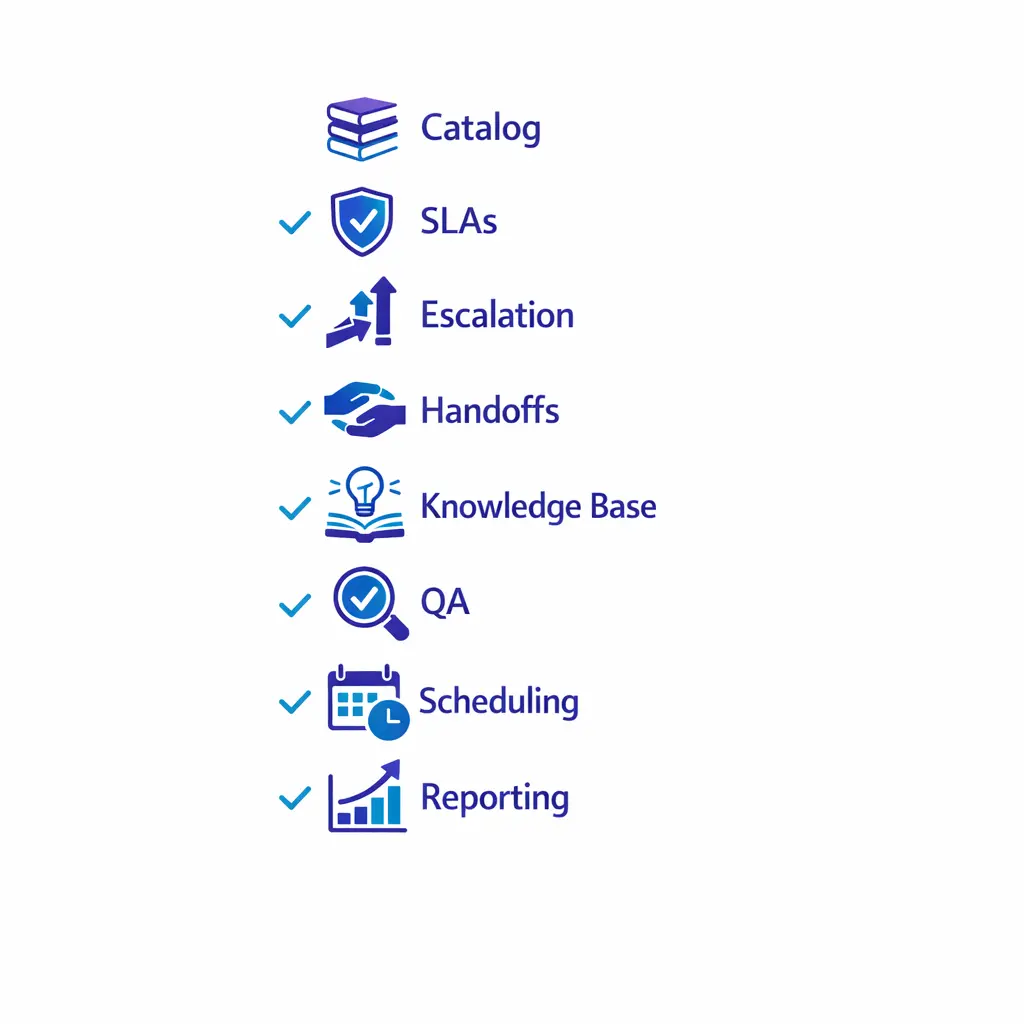 A concise checklist with icons summarizes the key steps to launch sustainable round-the-clock coverage.