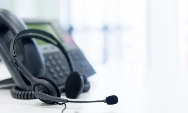 Close up on telephone headset