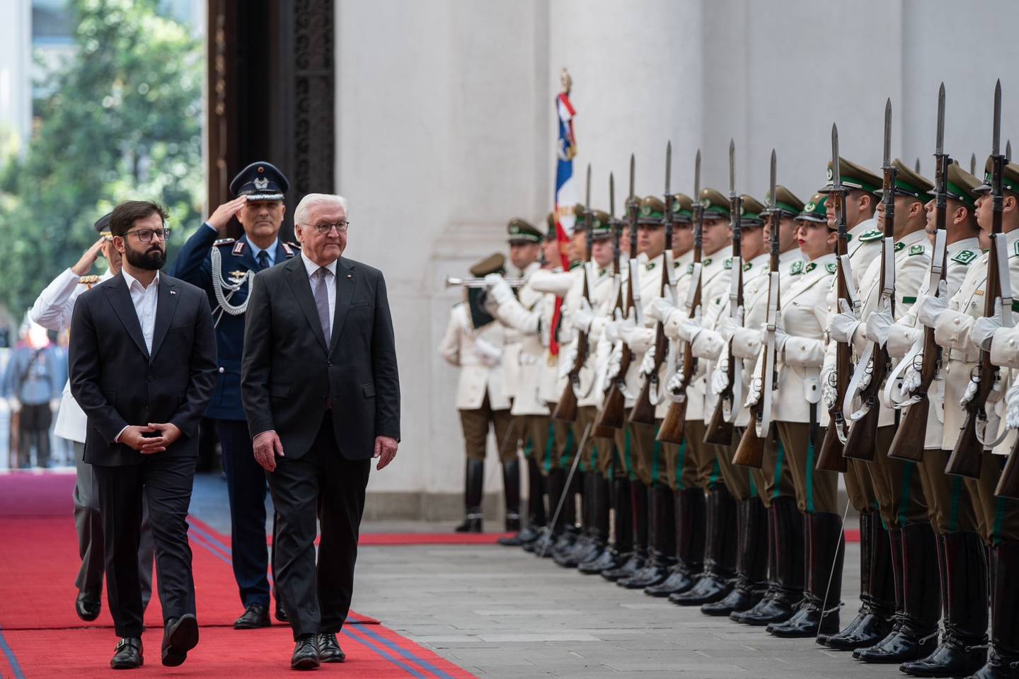 Presidente Gabriel Boric, recibiendo en el Palacio de La Moneda al Presidente de la República Federal de Alemania, Frank-Walter Steinmeier.
