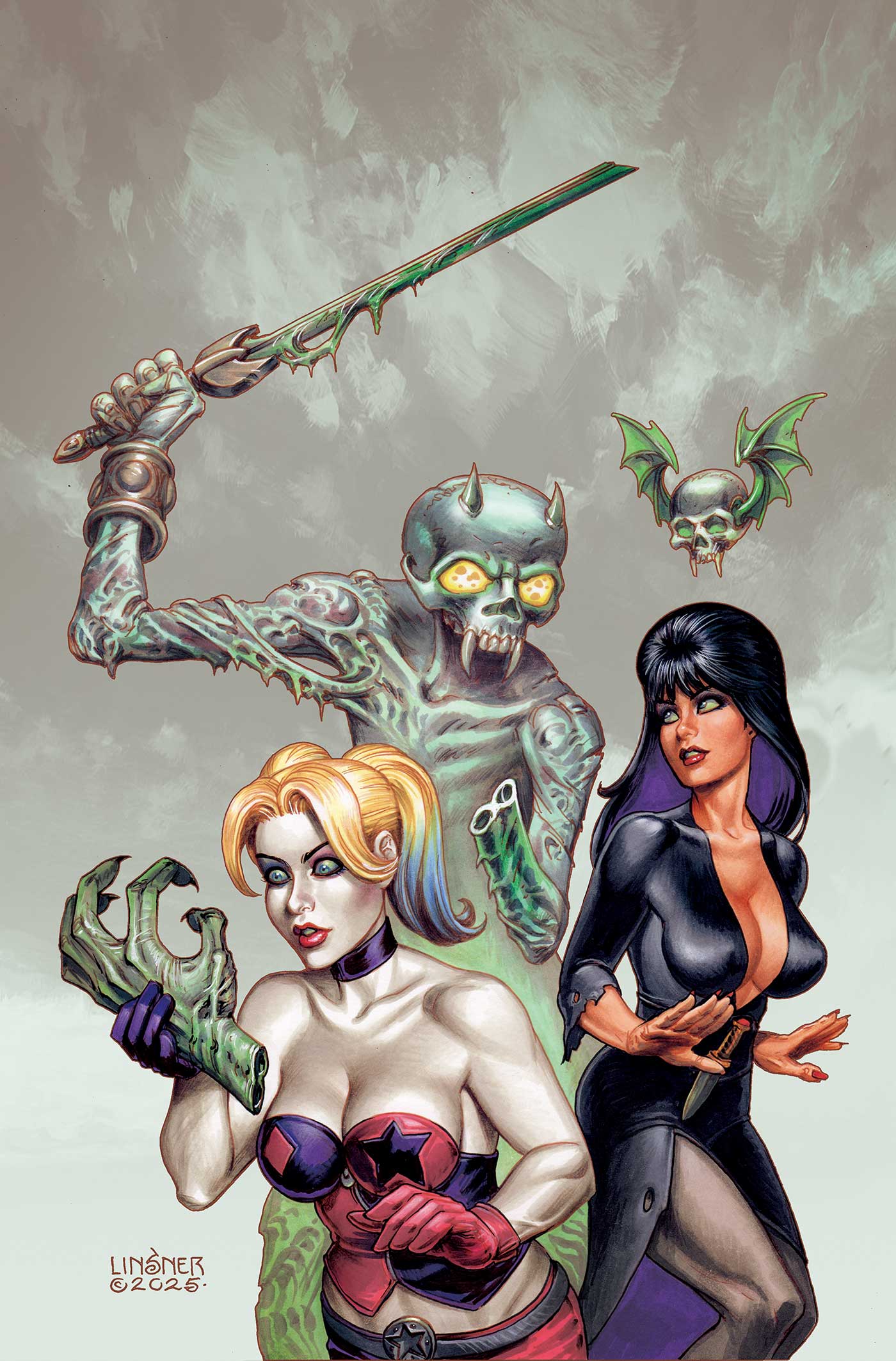 Harley Quinn x Elvira #3 (Cover I Joseph Michael Linsner Full Art Variant)