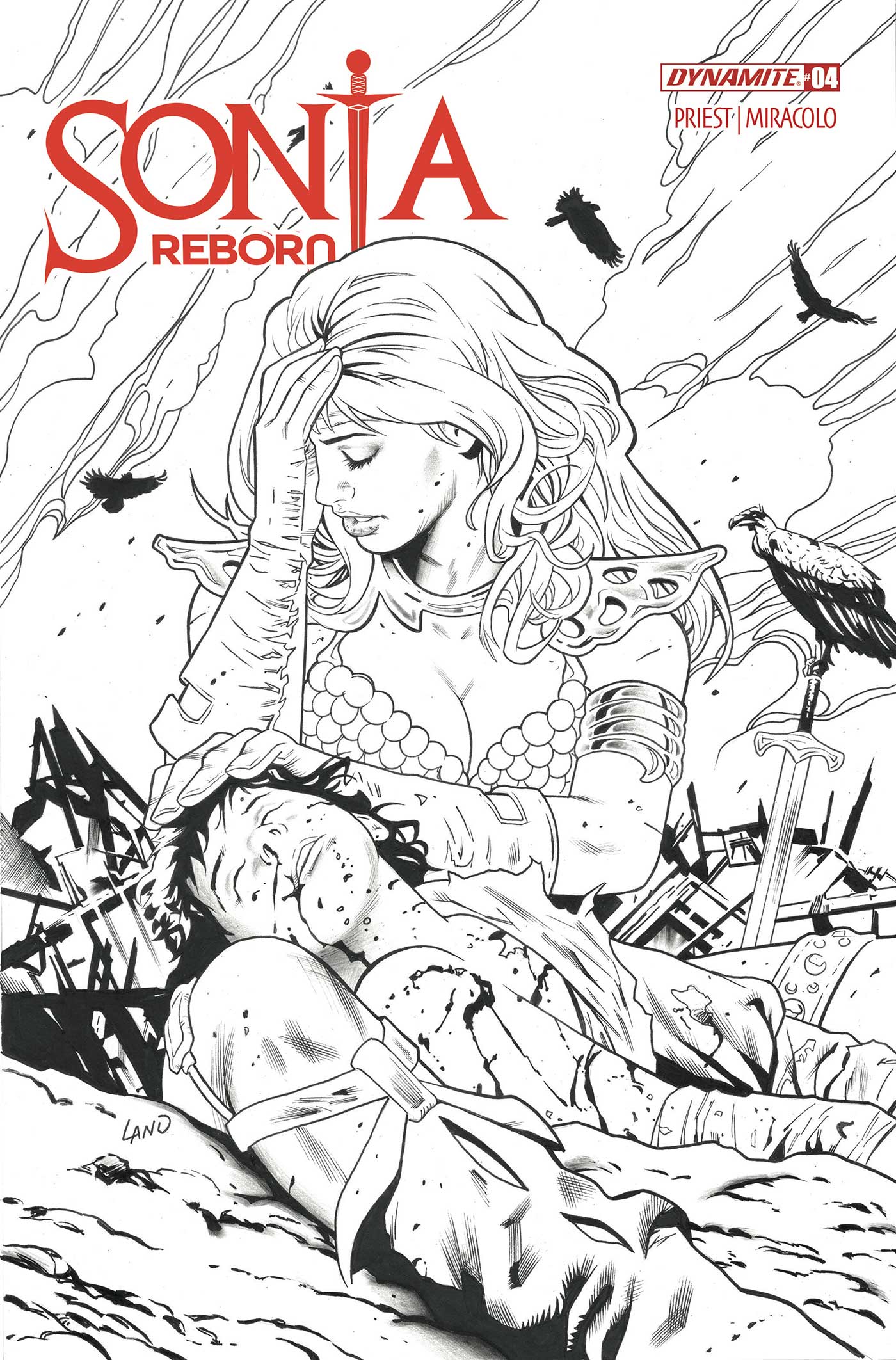 Sonja Reborn #4 (Cover K Greg Land Line Art Variant)