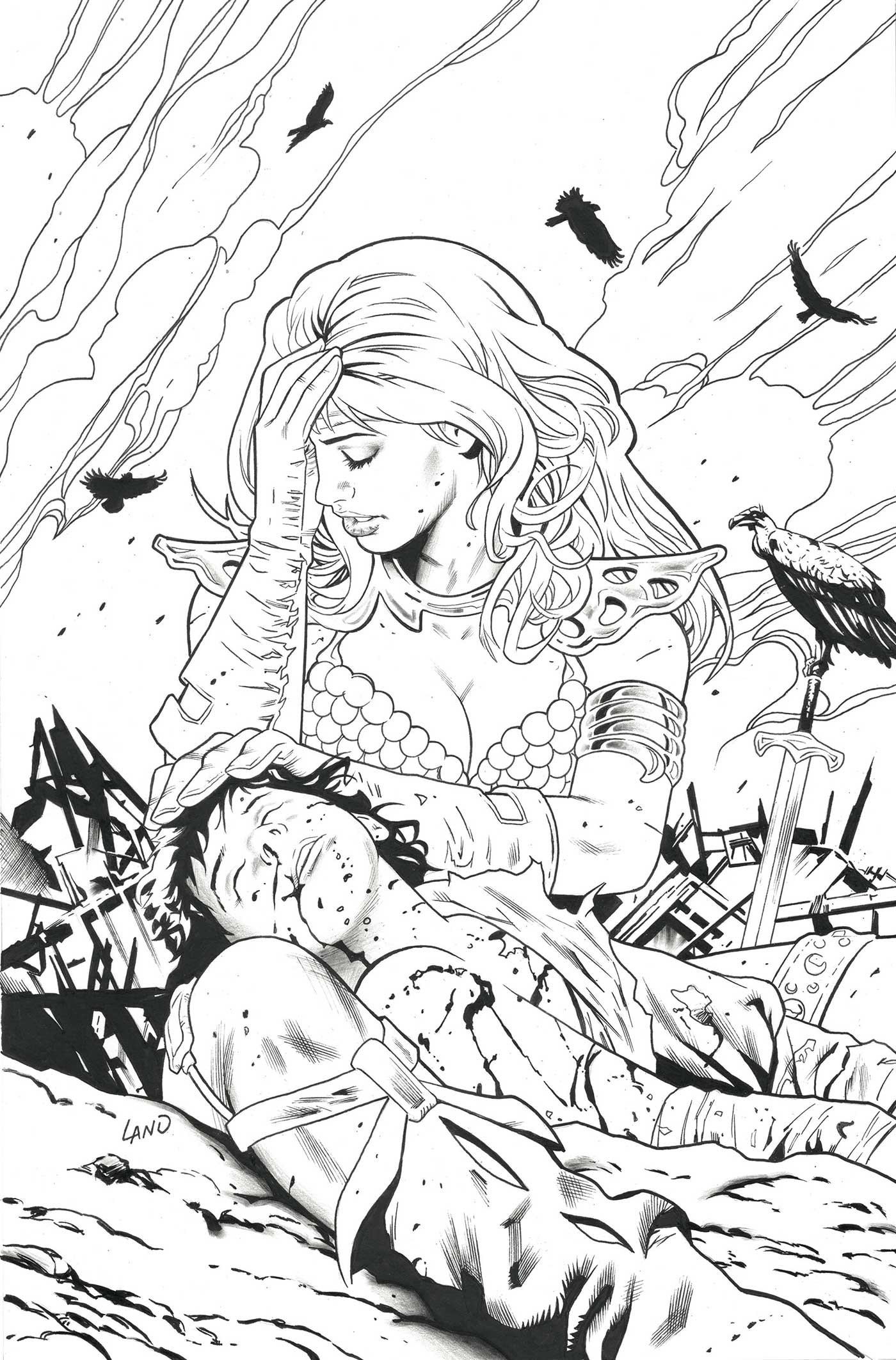 Sonja Reborn #4 (Cover L Greg Land Line Art Full Art Variant)
