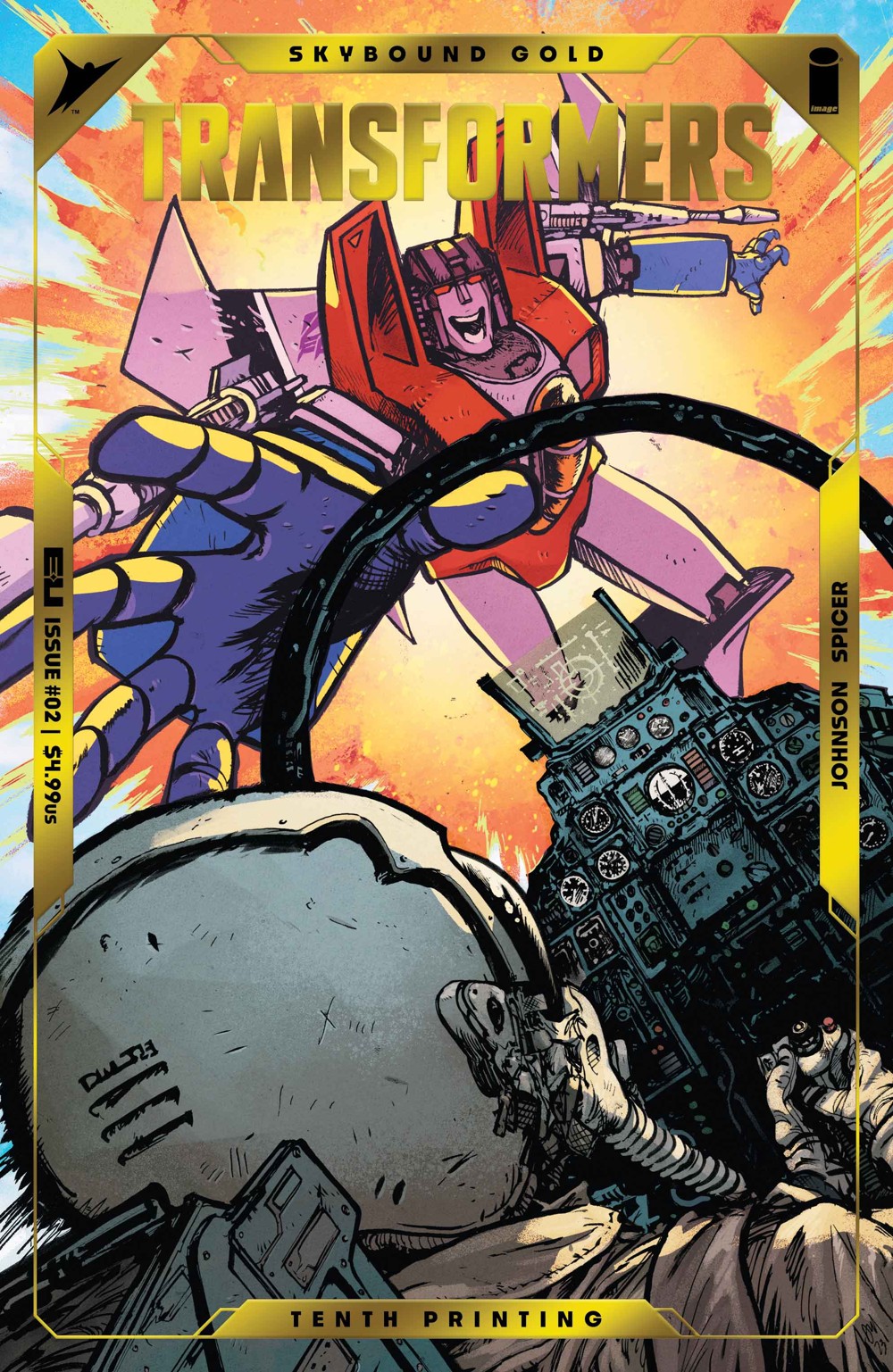 Transformers #2 (10th Printing Cover A Daniel Warren Johnson & Mike Spicer Emboss & Gold Foil Variant)