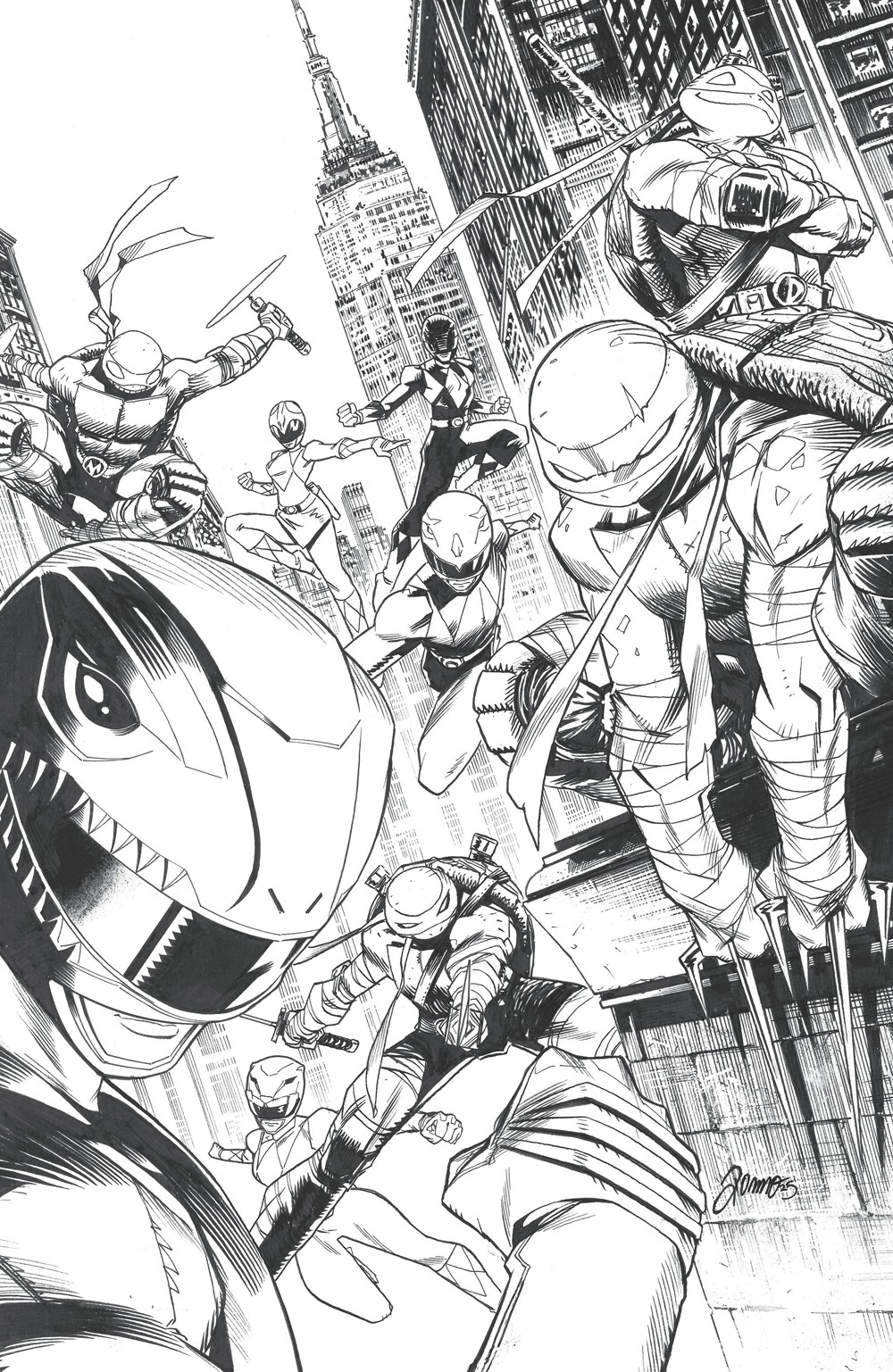 Mighty Morphin Power Rangers/Teenage Mutant Ninja Turtles III #5 (Cover E Alessio Zonno Inks Full Art Variant)