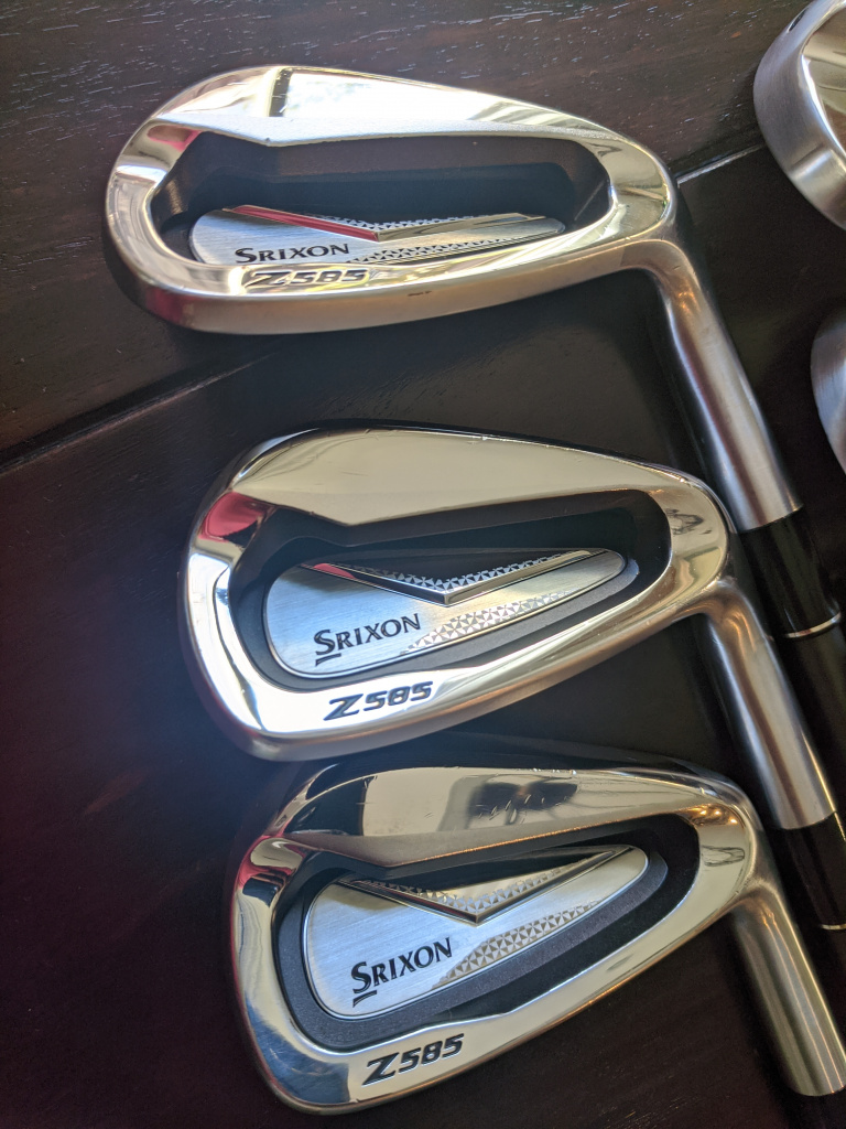 Srixon u585/z585 irons with UST Recoil/SMACWRAP shafts 6AW For Sale