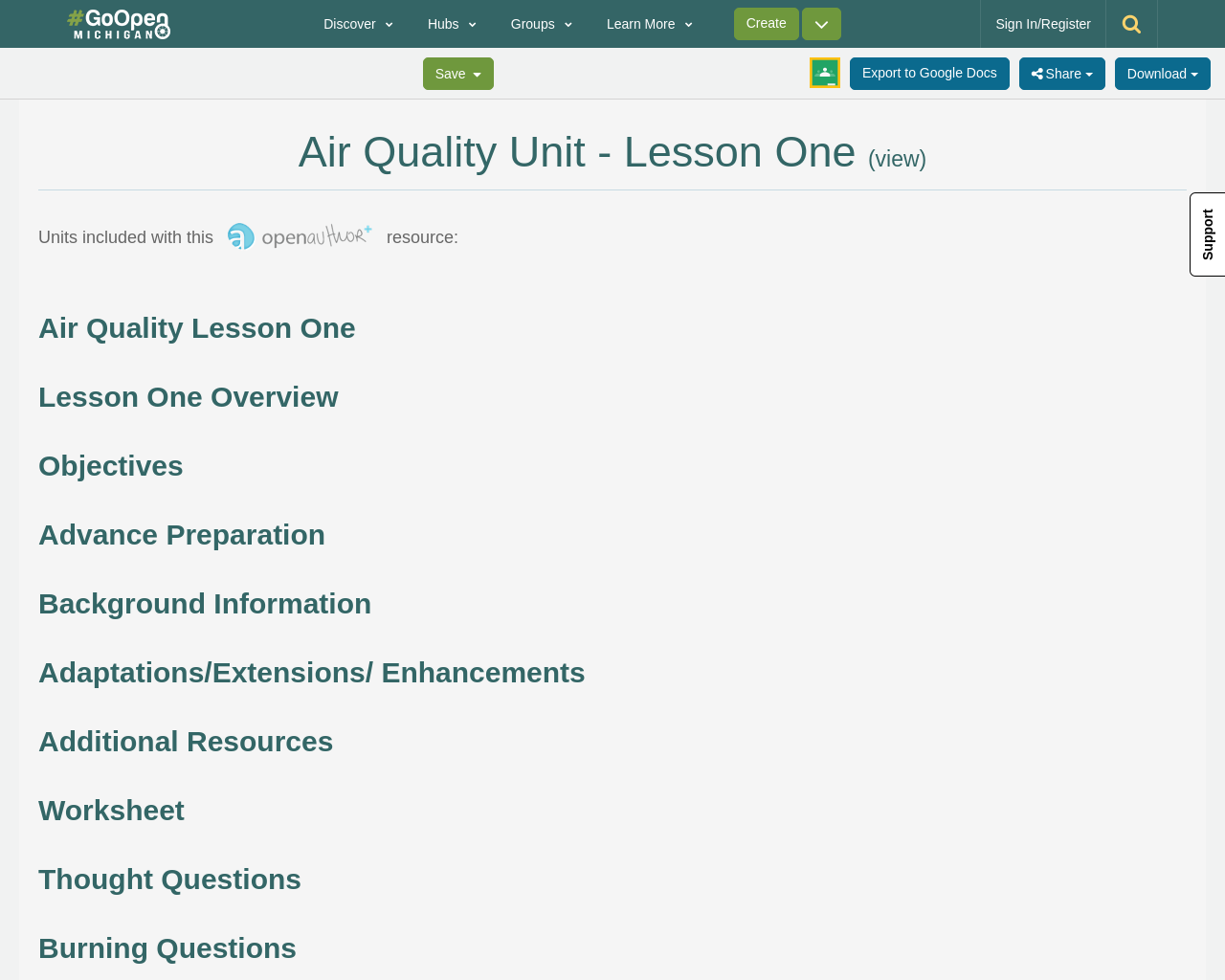 Air Quality Unit Lesson 1 What Gets Into the Air? GoOpenMichigan