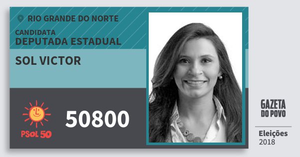 Santinho Sol Victor 50800 (PSOL) Deputado Estadual | Rio Grande do Norte | Eleições 2018