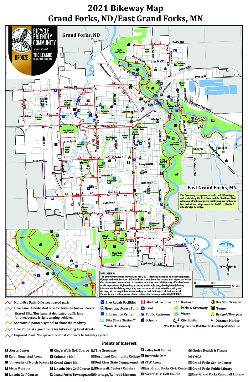 Maps of Grand Forks including - GrandForksBikeMap Grand ForksND 