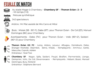 Thonon Evian Grand Genève Football Club - feuille de match N3