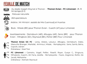 Thonon Evian Grand Genève Football Club - feuille de match N3