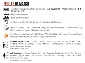 Thonon Evian Grand Genève Football Club - feuille de match N3
