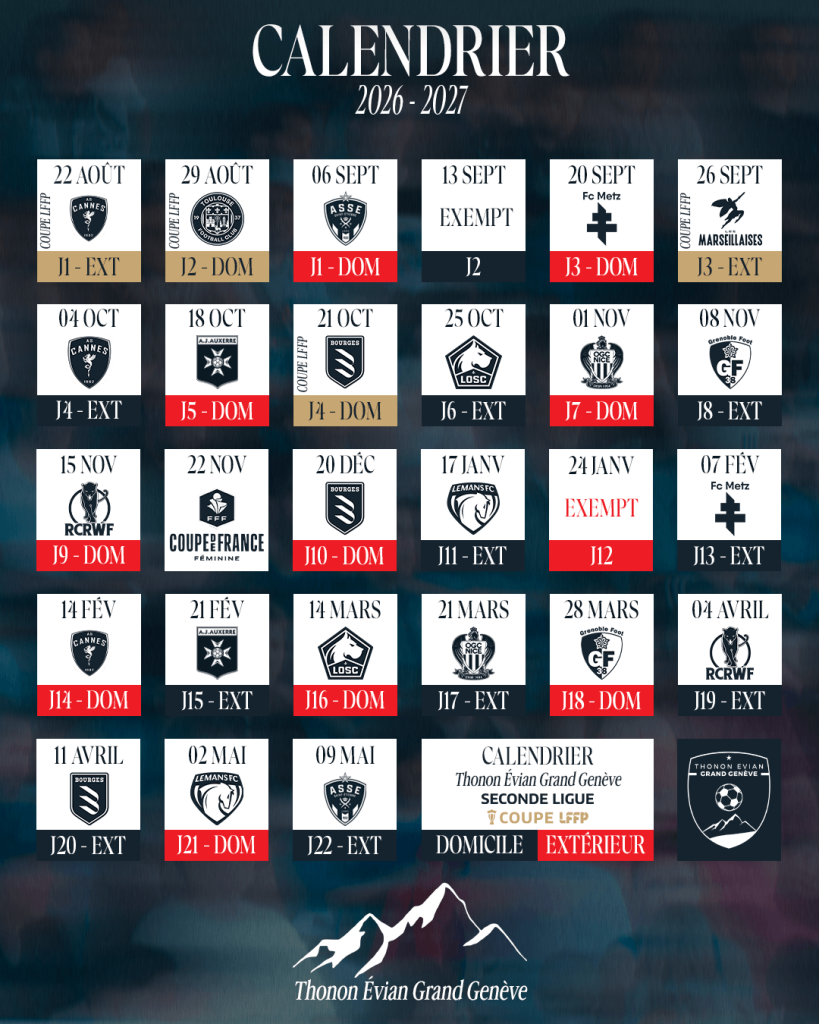 Thonon Evian Grand Genève Football Club - CALENDRIER GENERAL