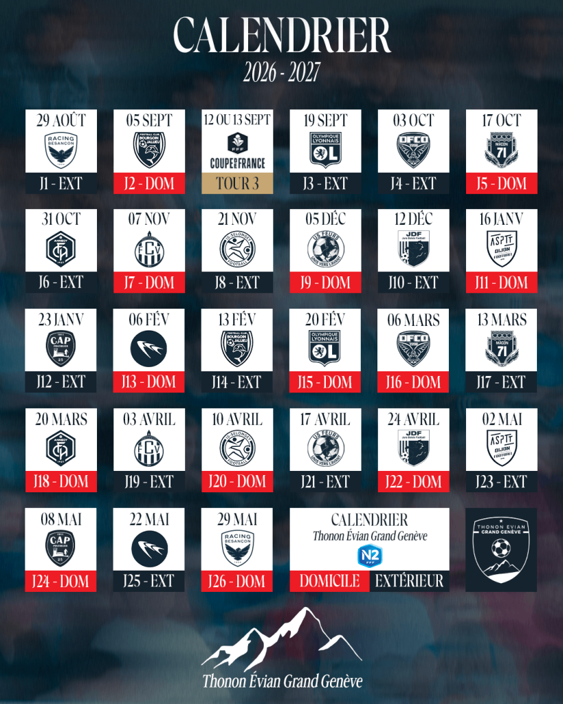 Thonon Evian Grand Genève Football Club - CALENDRIER GENERAL