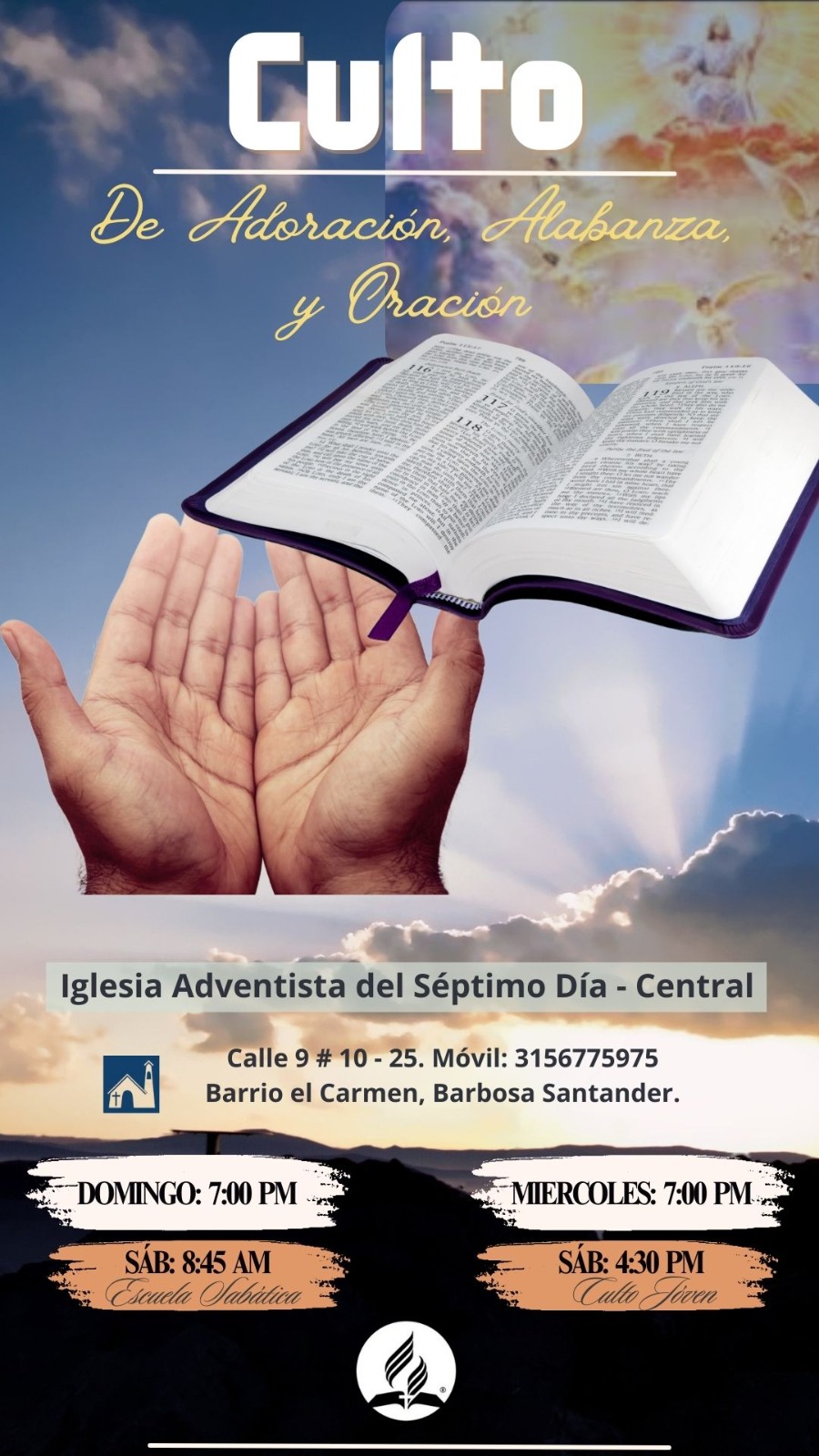 CULTO ADORACION Y ALABANZA - DOMINGOS Y MIERCOLES