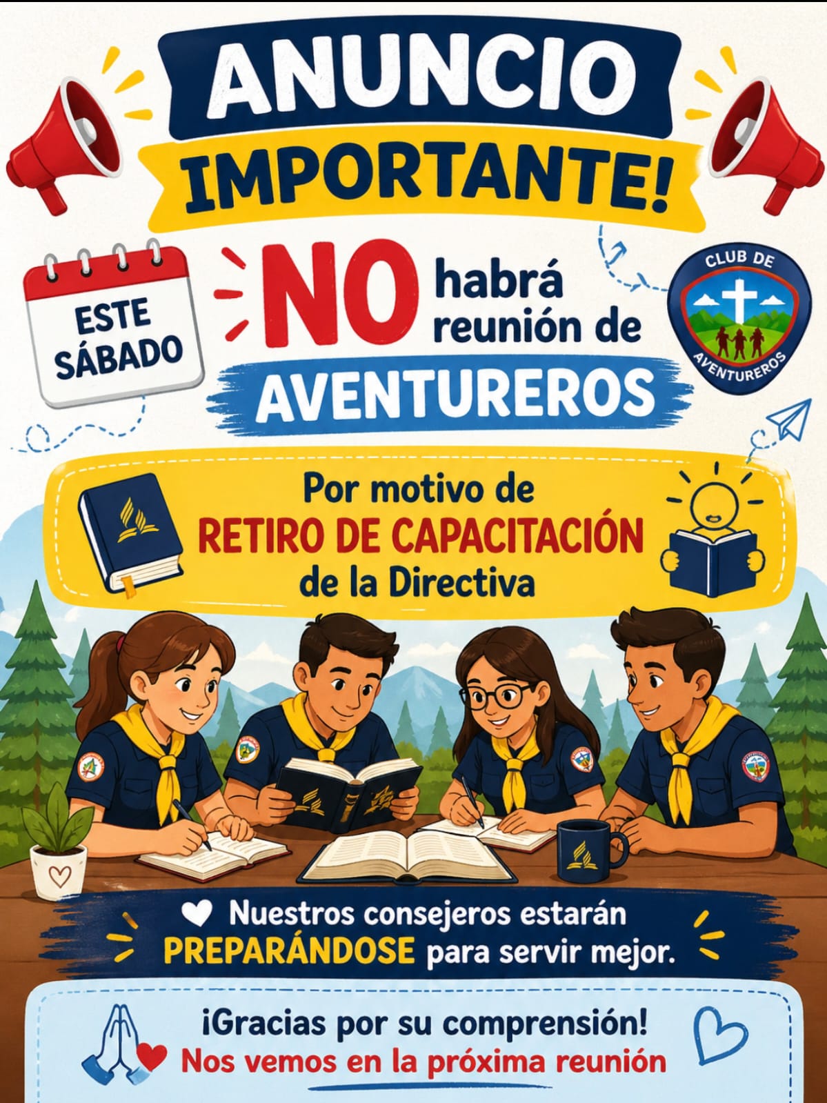 NO HAY REUNIÓN DE AVENTUREROS