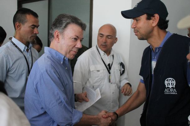 Presidente Santos agradece a ADRA Colombia por su labor en la tragedia de Mocoa