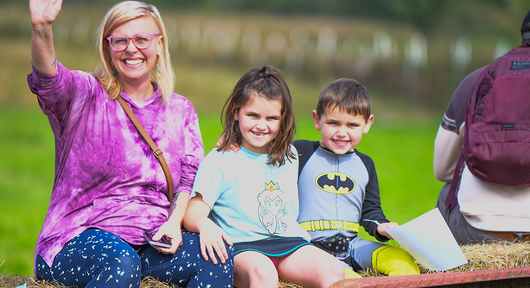 Mom and kids at Brookford Farm