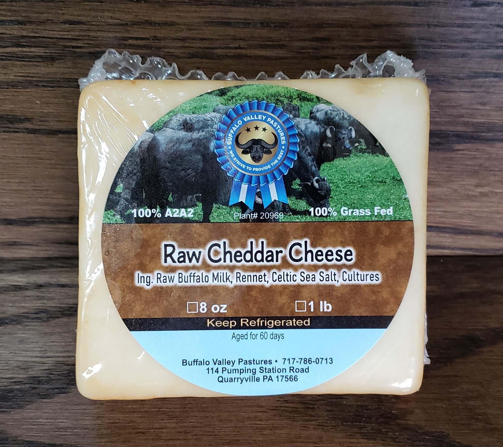 Smoked Water Buffalo Cheddar (8 oz.) Buffalo Valley Pastures