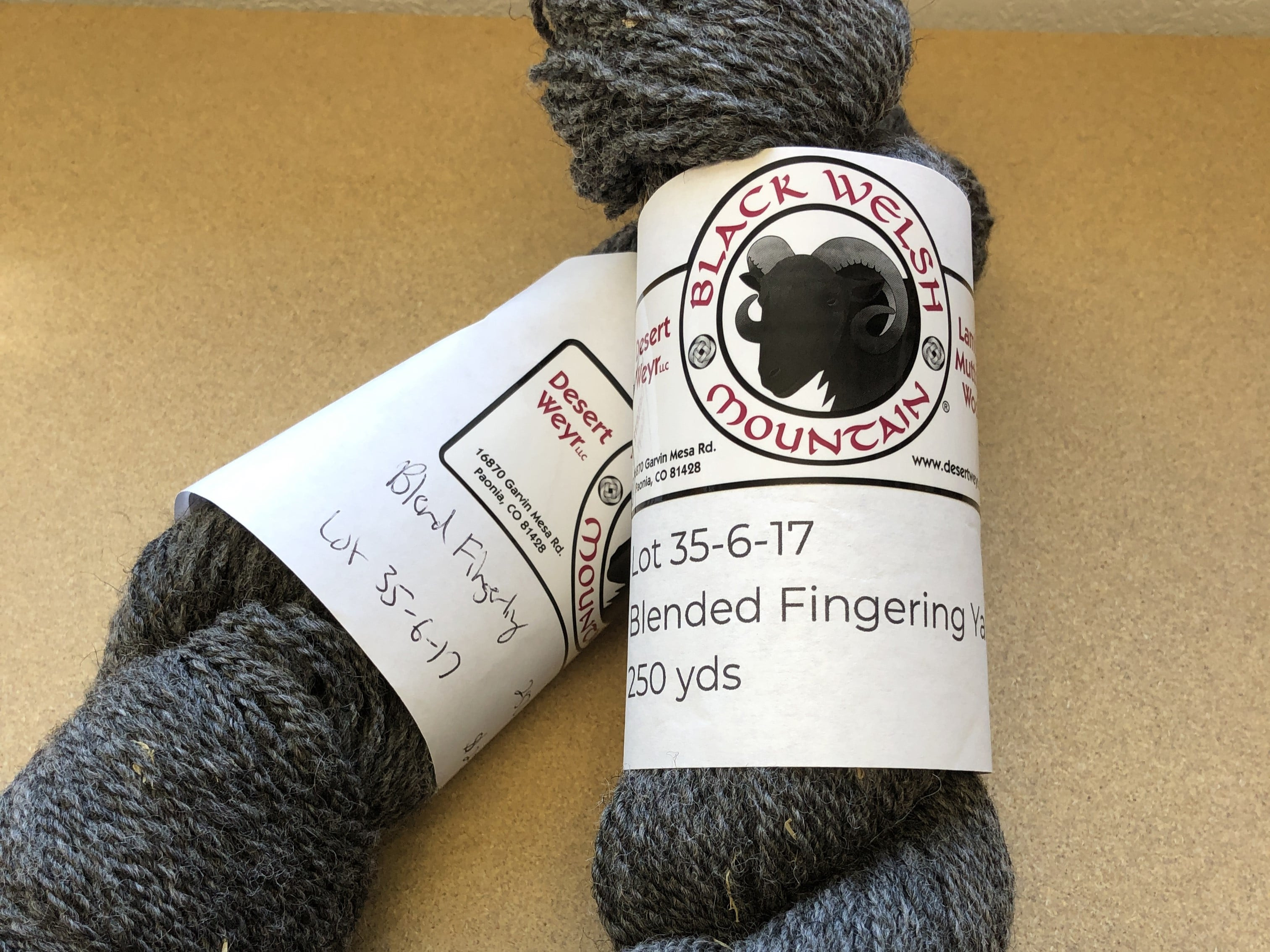 Fingering Yarn Blend (Black Welsh, Western Fine Wool) Lot 35-6-17