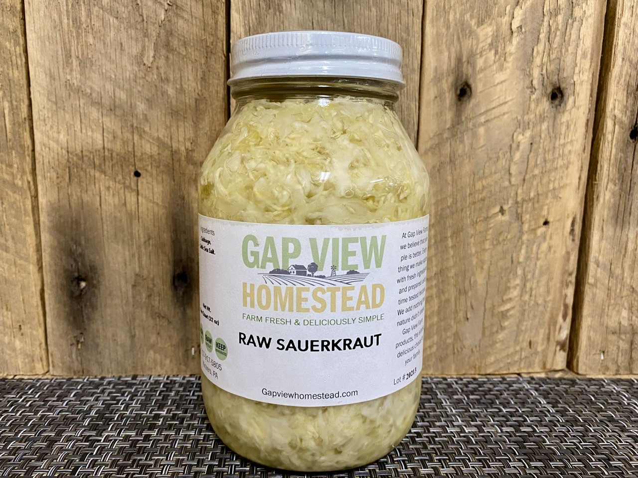 Quart Fermented Sauerkraut Dutch Meadows Farm