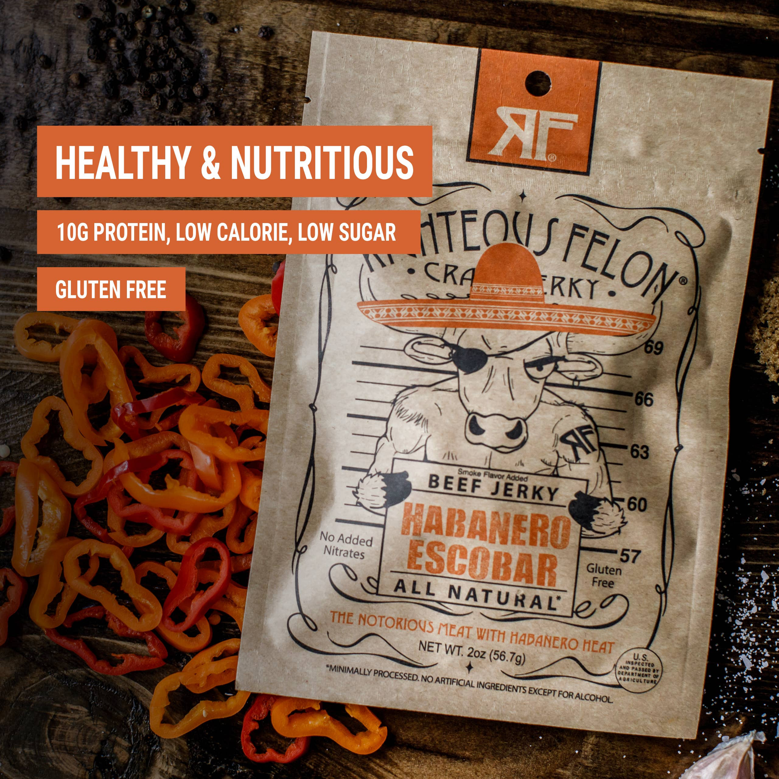 Habanero Escobar Beef Jerky grass-fed snack