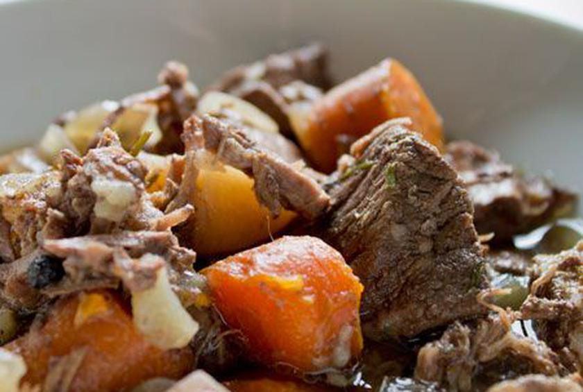 The Comfort Food Box -- grass-fed beef roasts, stew meat, shank and a whole pasture-raised chicken from Ferguson Farms