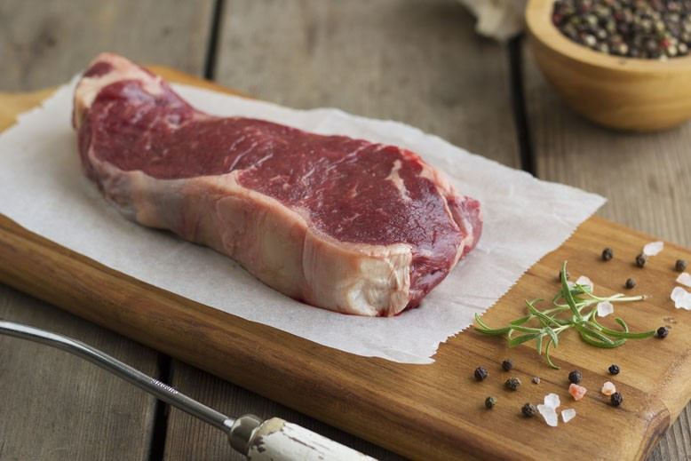 Ferguson Farms six pack grass-fed and finished New York Strip steaks for game day grilling