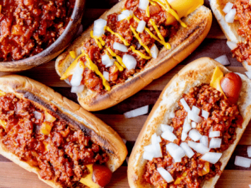 Chili cheese dogs for a football watch party