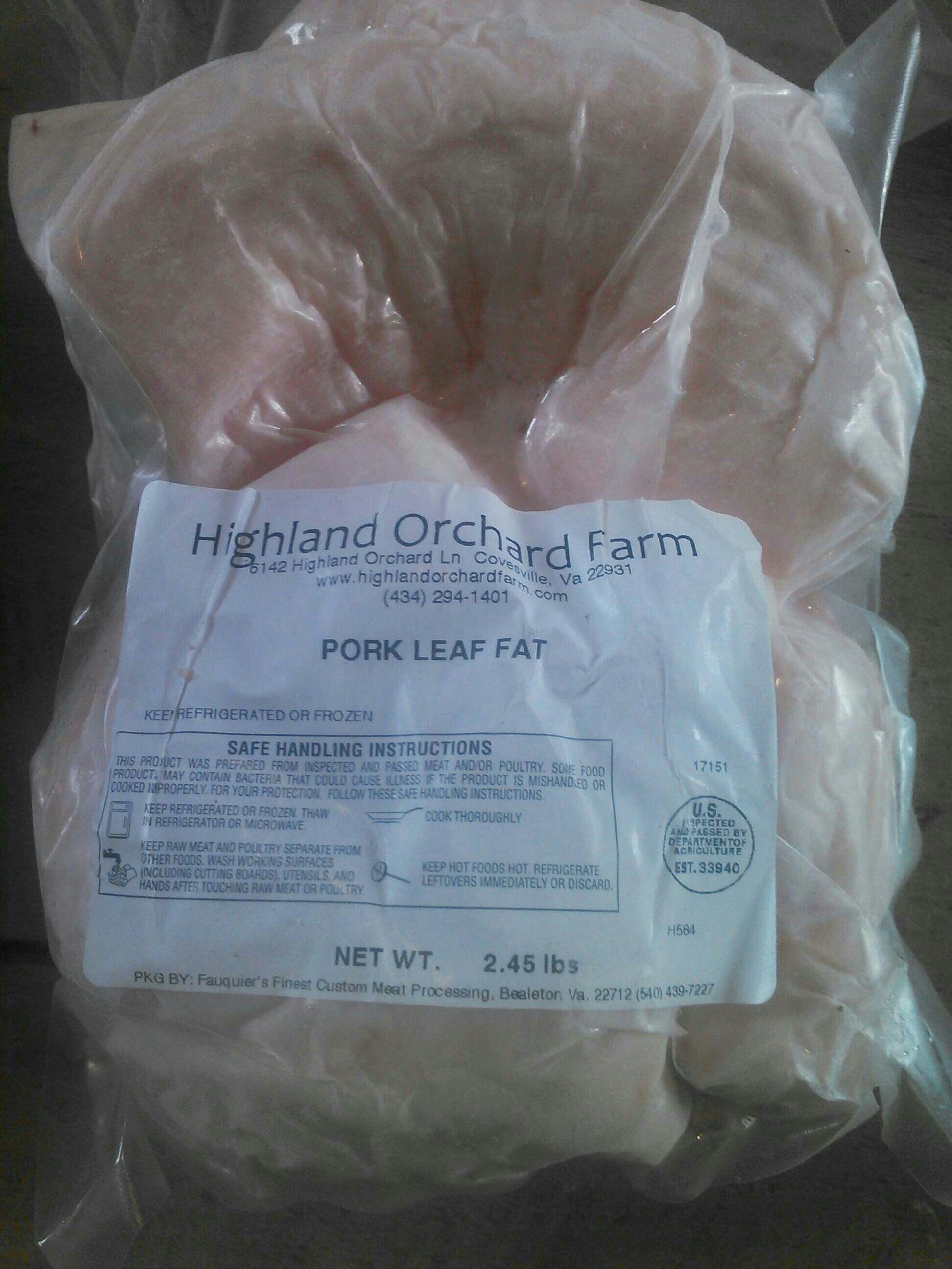 Pork Leaf Fat Highland Orchard Farm