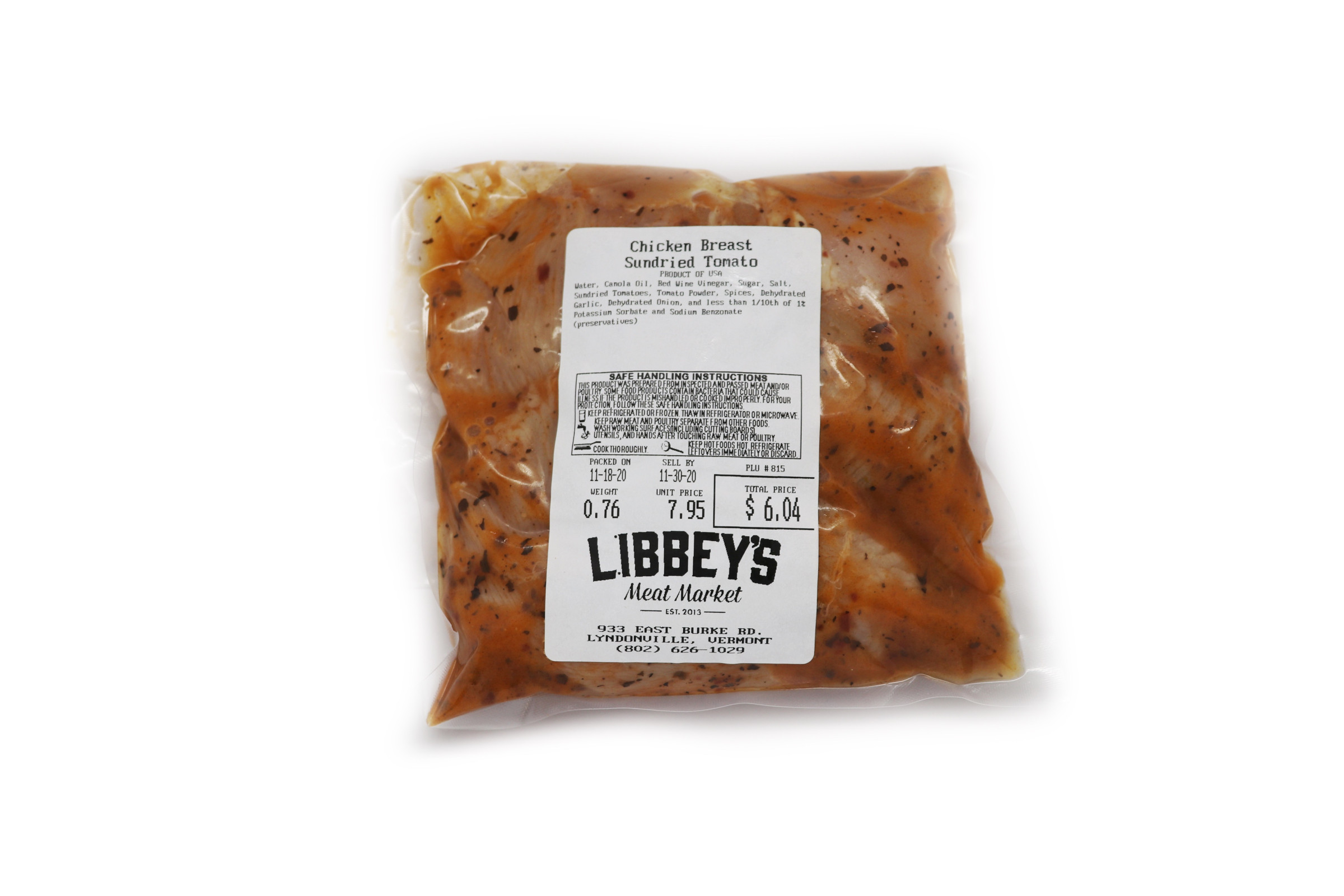 Marinated Sundried Tomato Chicken Breast Libbey's Meat Market