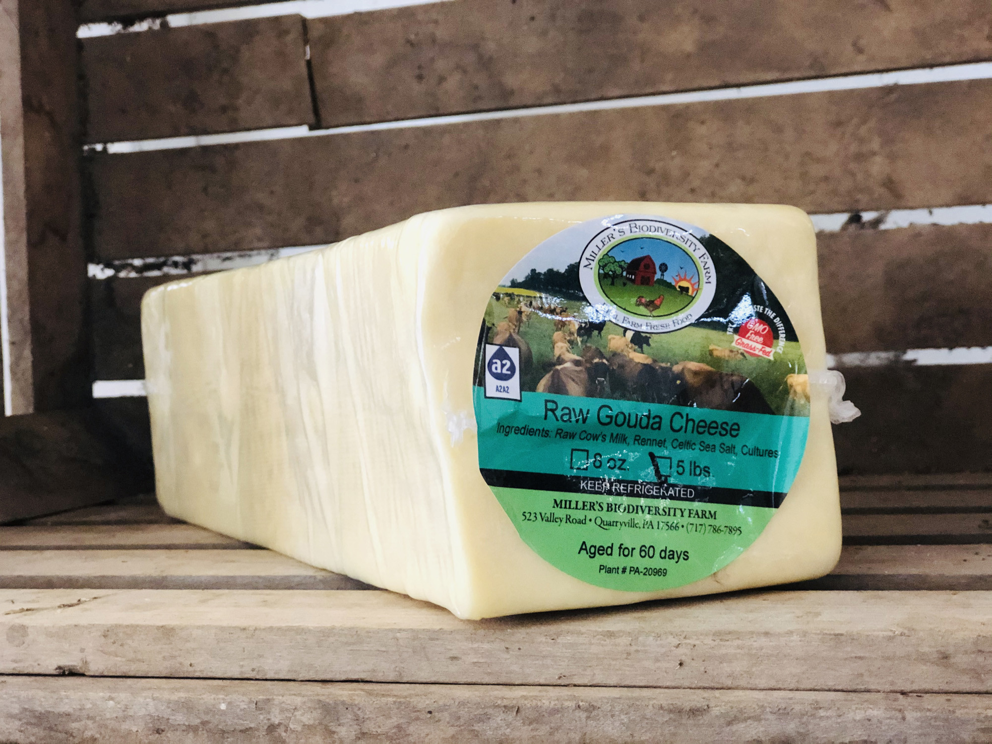 Big A2 Fresh Gouda Cheese Block Miller's Bio Farm