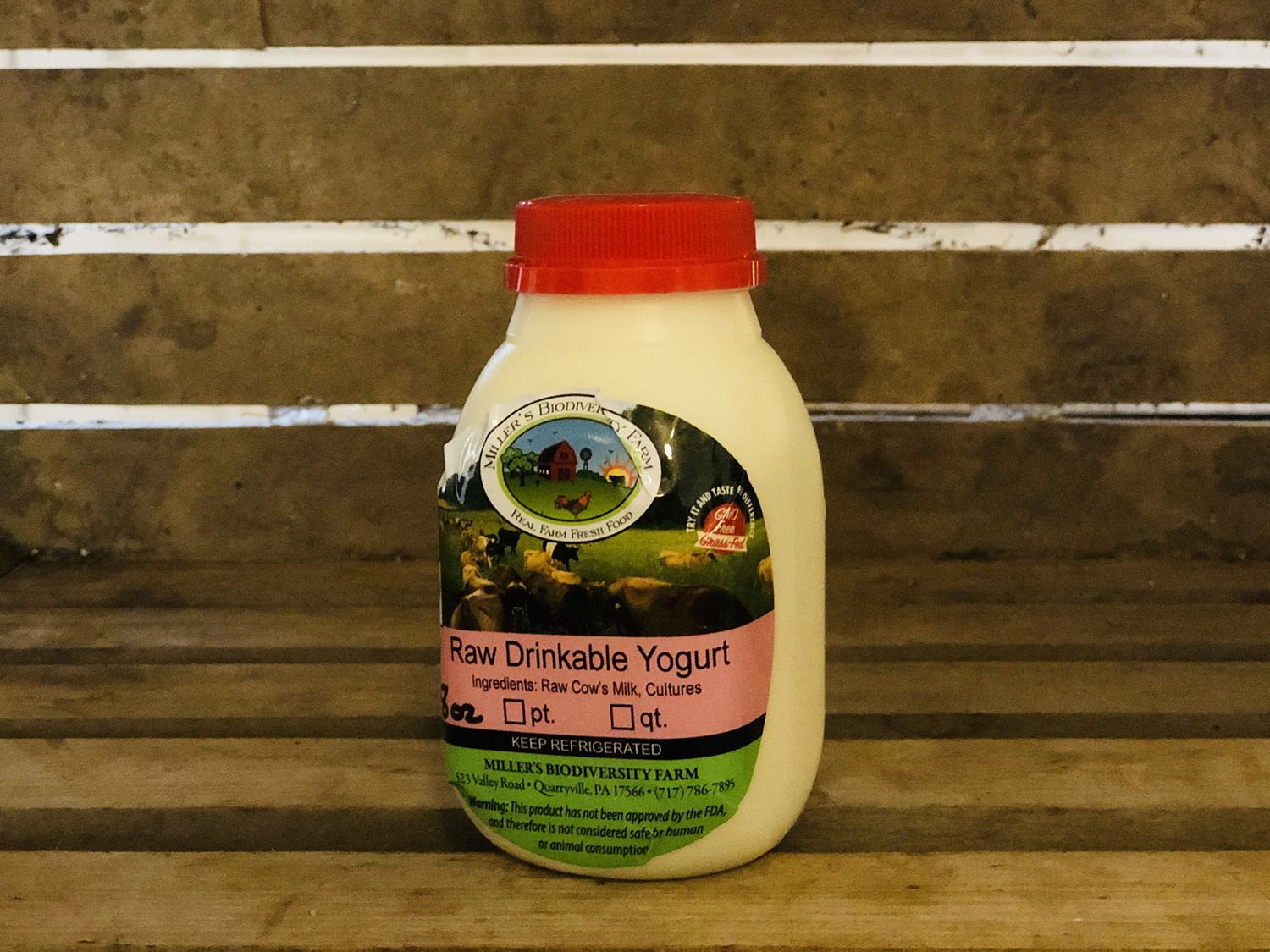 Plain Drinkable A2 Yogurt, 8oz Miller's Biodiversity Farm