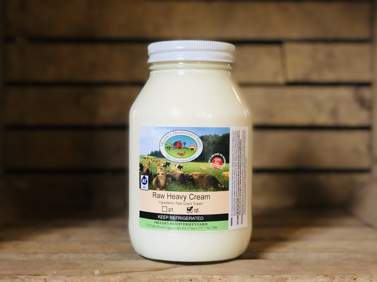 Heavy A2 Cream, 1 quart (Glass) Miller's Biodiversity Farm