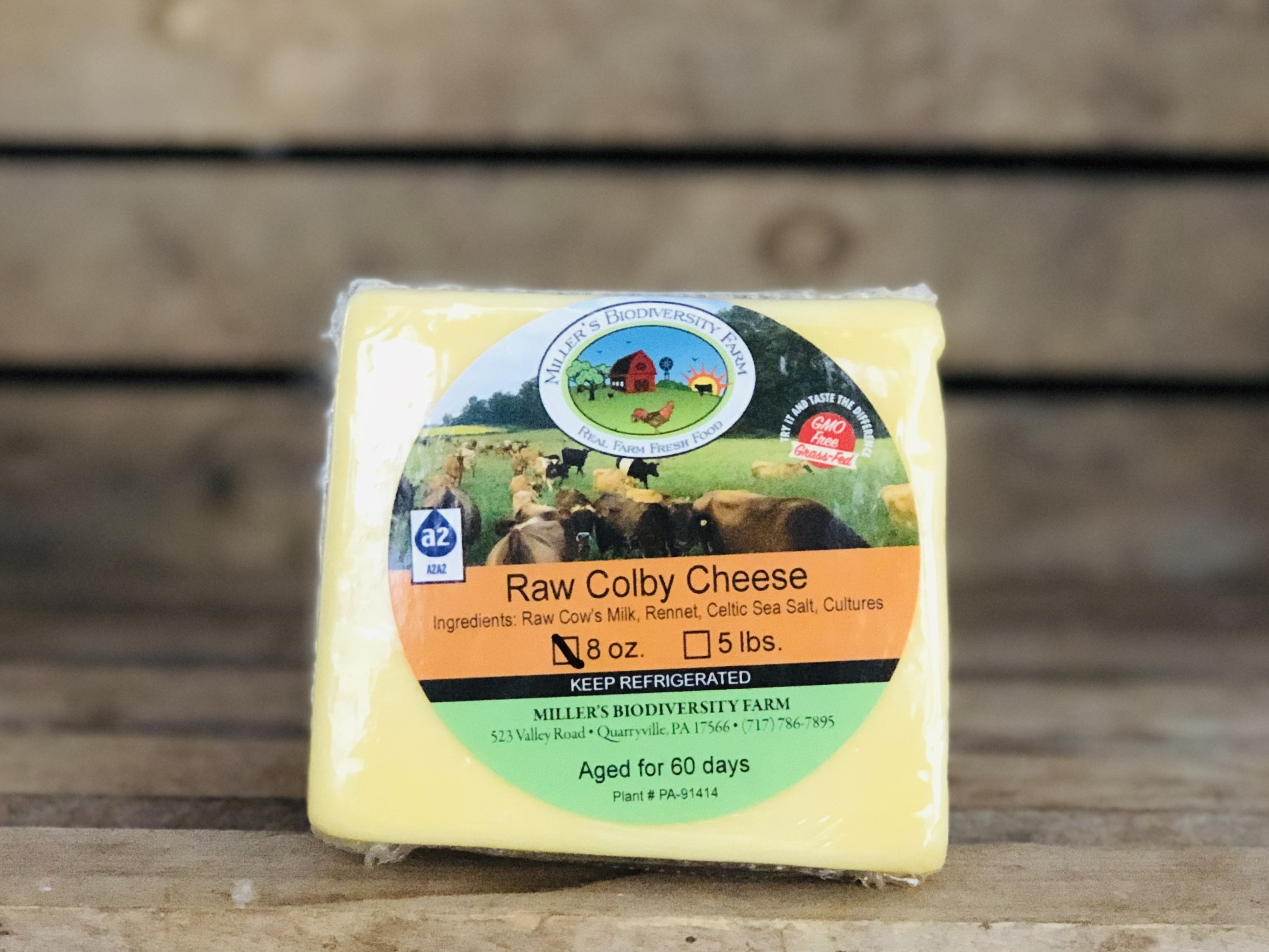 A2 Colby Cheese, 8oz Miller's Biodiversity Farm
