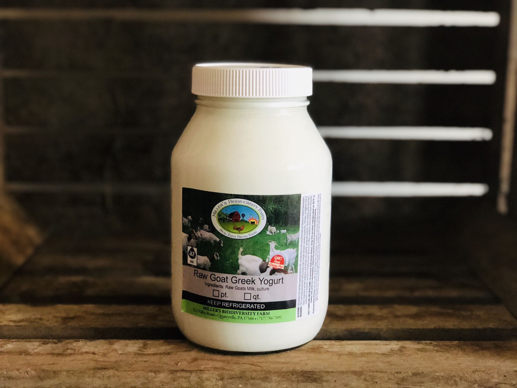 1 quart Plain Greek Goat Yogurt (Glass) Miller's Bio Farm