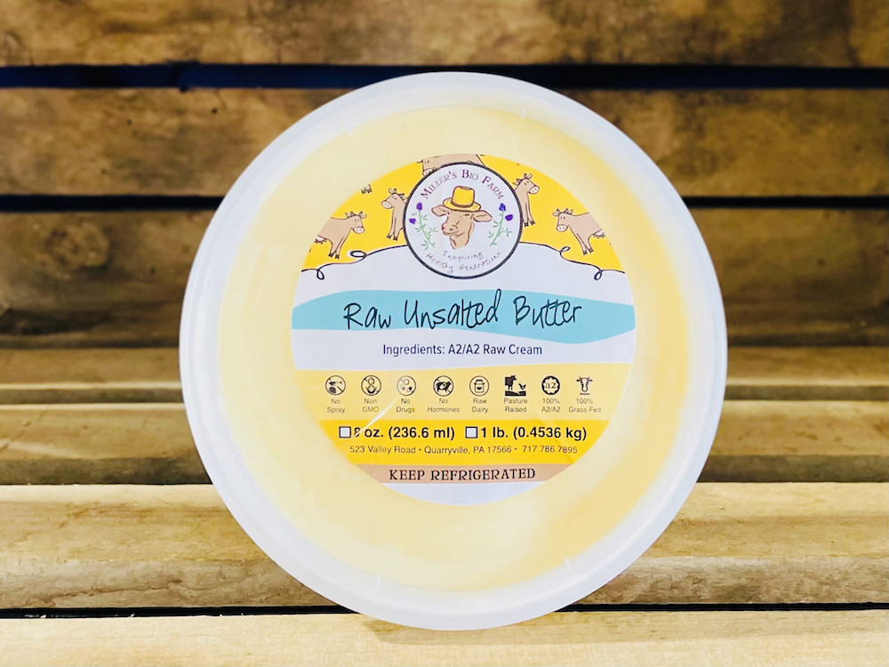 Unsalted Raw A2 Butter Miller's Bio Farm