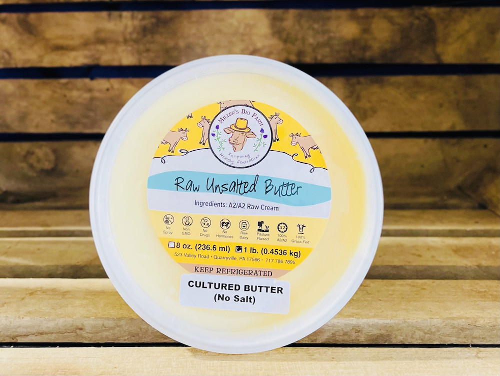 Raw Cultured Unsalted A2 Butter Miller's Bio Farm