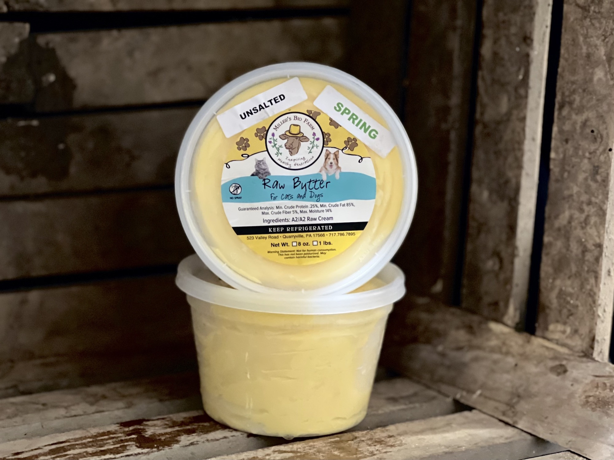 3 1lb Raw 100 SPRING GRASS Unsalted A2/A2 Butter for Cats & Dogs Miller's Bio Farm