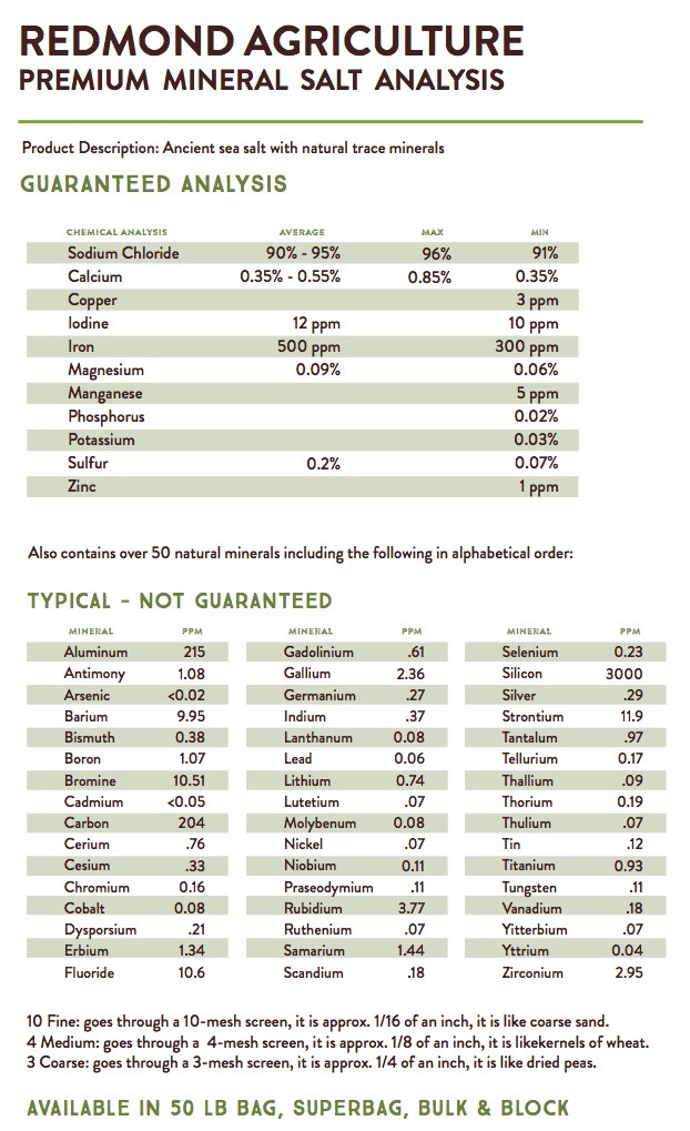 Redmond Natural Trace Mineral Salt Block OMRI P.O.P. Acres