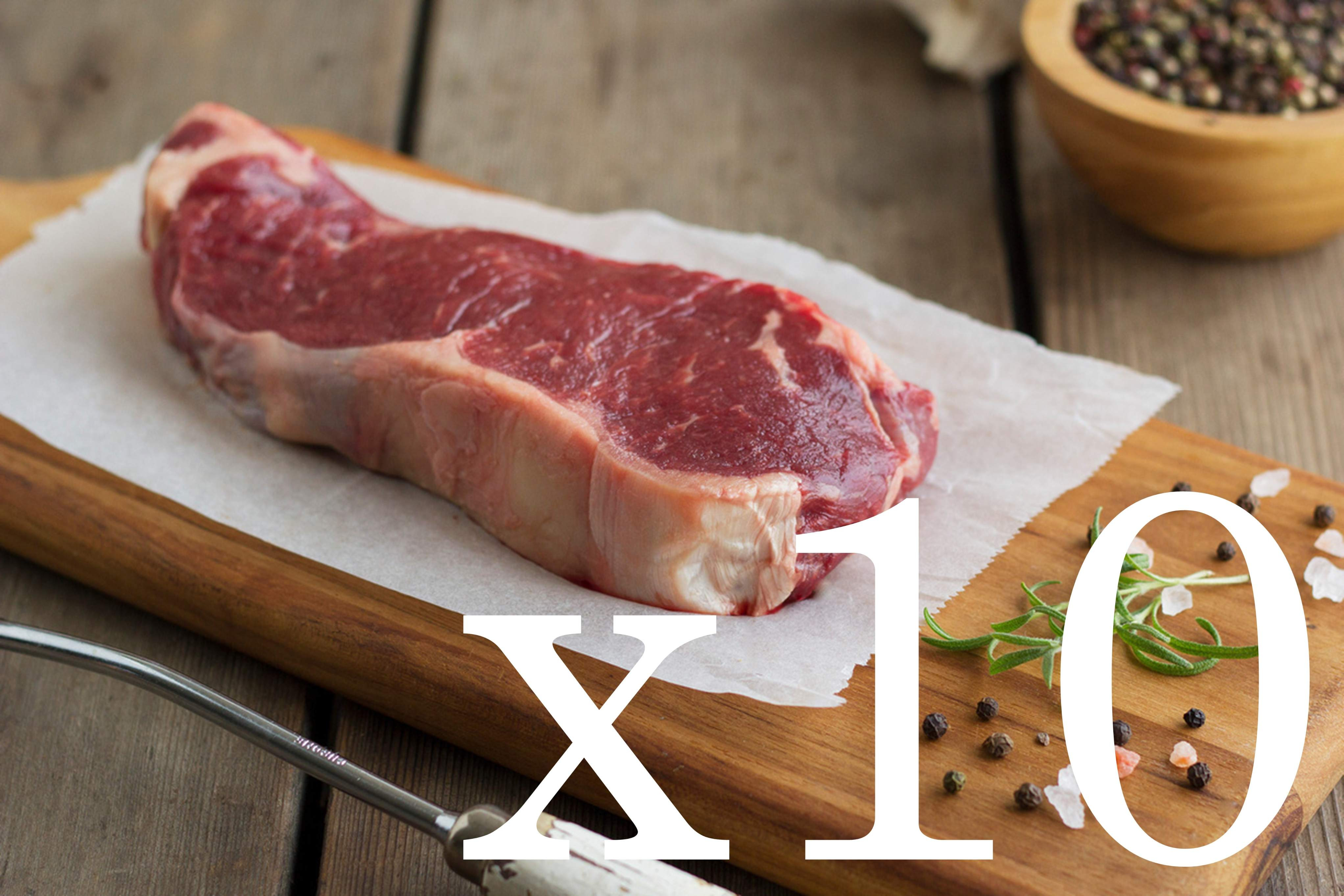 10PK Beef NY Strip Steak | 7.5 - 11.5 oz