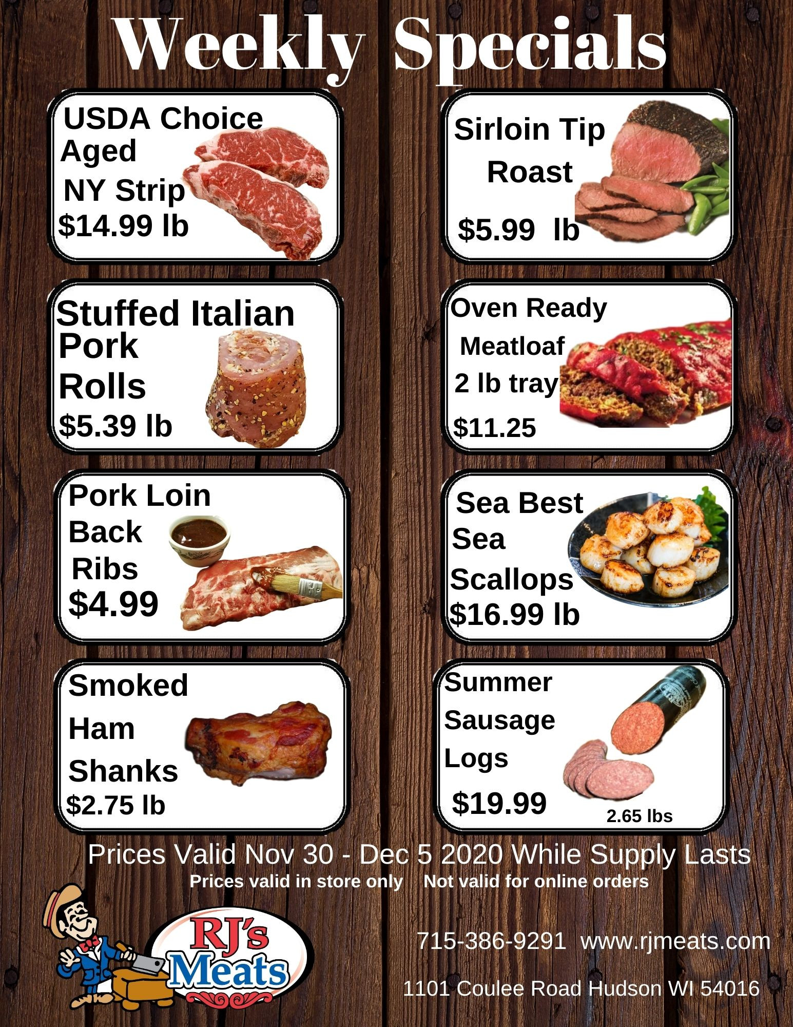 In Store Specials RJ's Meats