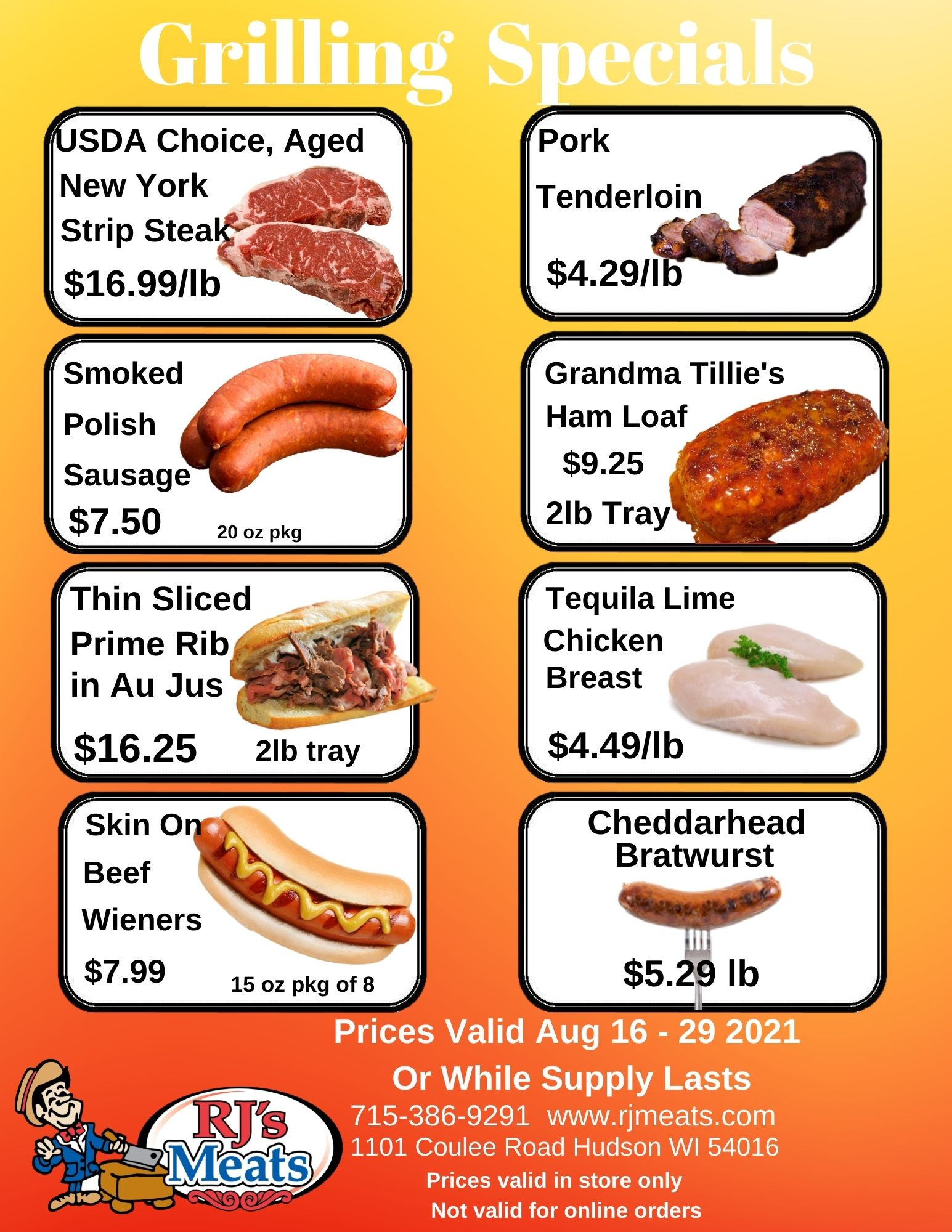 In Store Specials RJ's Meats