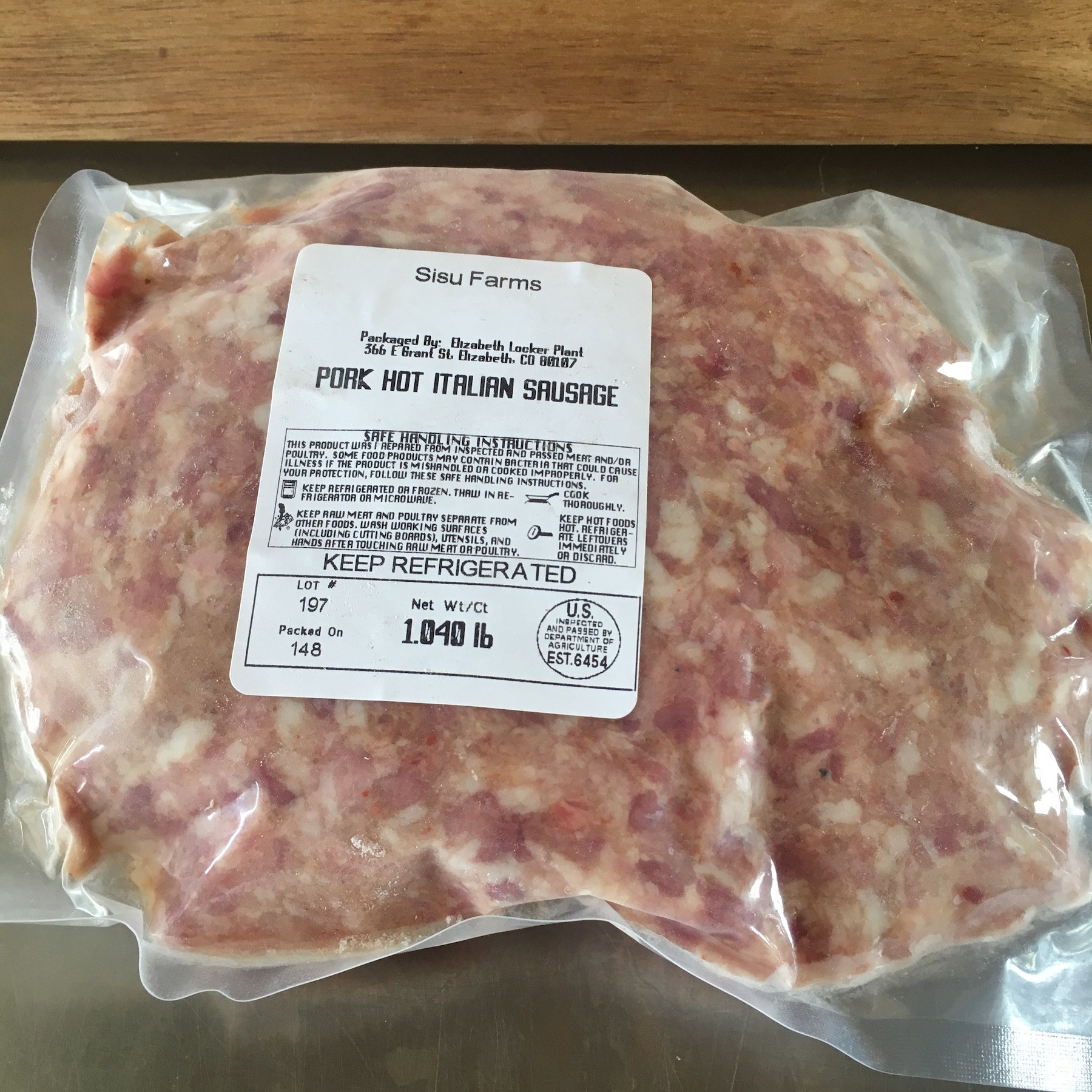 Hot Italian SausagePork (bulk) Sisu Farms