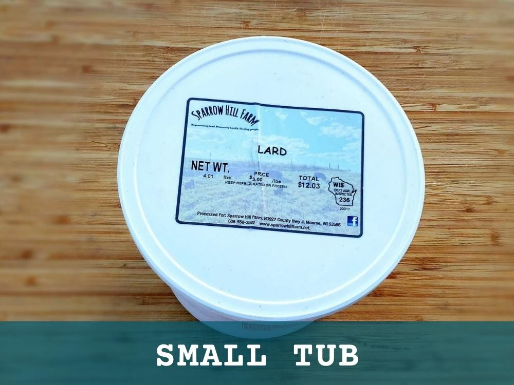 Pastured Pork Lard a small tub of rendered pork fat from pigs raised