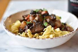 Savory Special of the Week - Mushroom Bourguignon over Egg Noodles (Vegetarian)