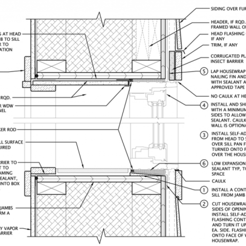 Double Stud Wall / Window Head and Sill with Furring GreenBuildingAdvisor