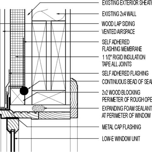 Exterior Insulation Retrofit at Head with New Window; 1 1