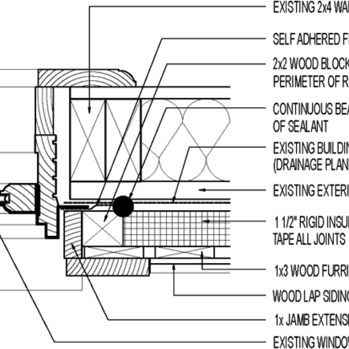 Exterior Insulation Retrofit at Window Jamb. 11/2 in. Rigid Foam